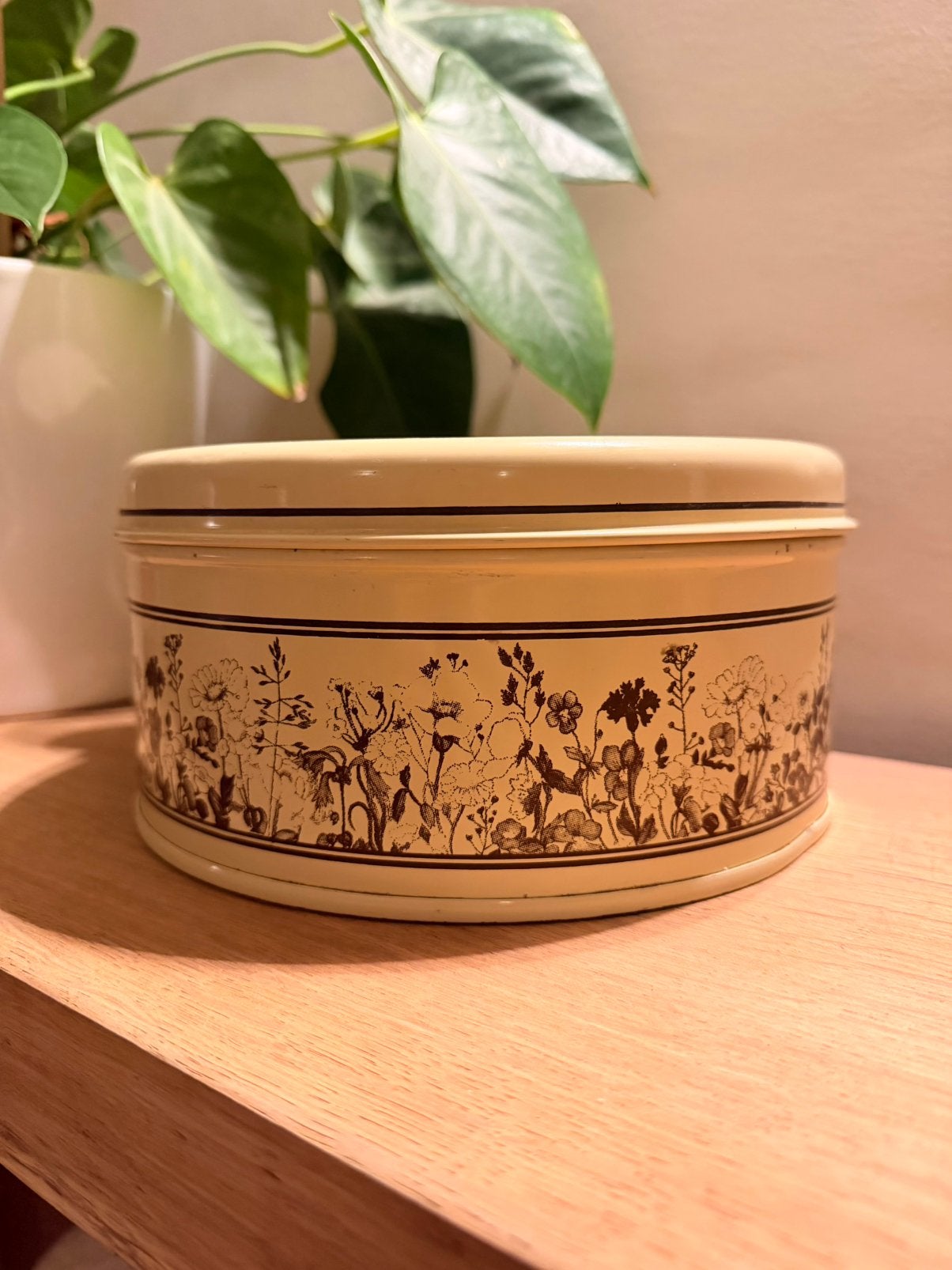 Brabantia koektrommel 70’s vintage beige bruine bloemen, Ophalen of Verzenden