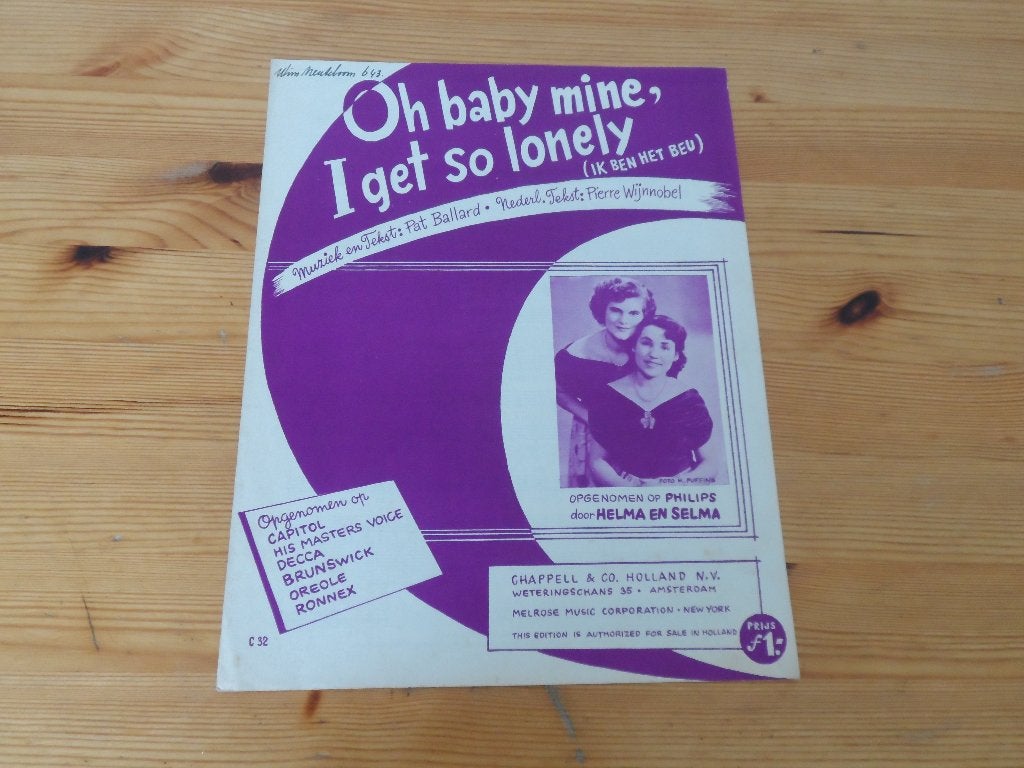 Oh baby mine - ik ben het beu - ballard / wijnnobel, Gebruikt, Gitaar, Ophalen of Verzenden, Artiest of Componist