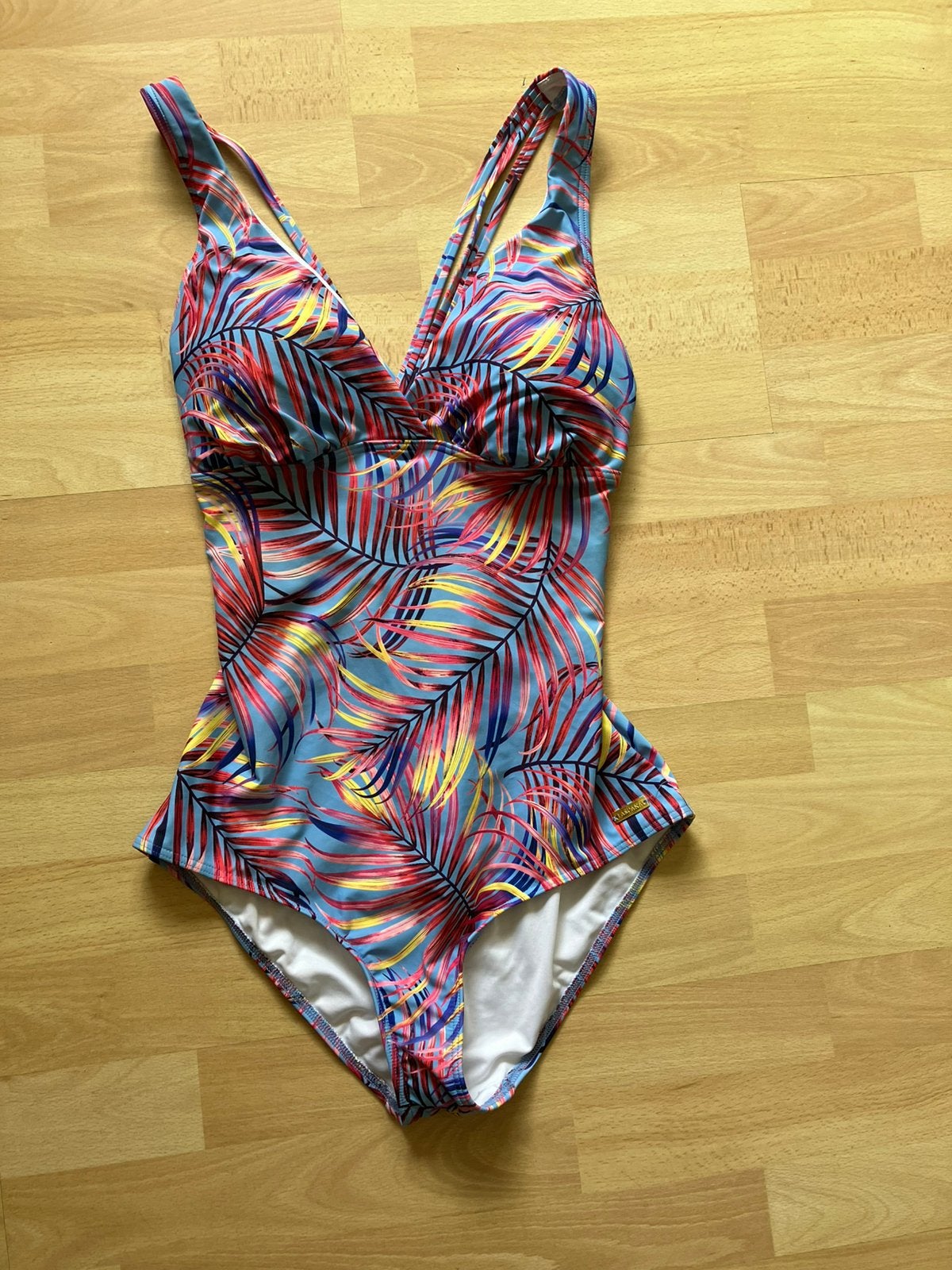 Lascana badpak lichtblauw met print mt 40 cup D zgan, Ophalen of Verzenden, Zo goed als nieuw, Blauw, Badpak