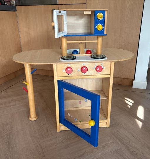 Houten speelkeuken met oven en wasmachine, Ophalen, Gebruikt, Hout, Speelkeuken