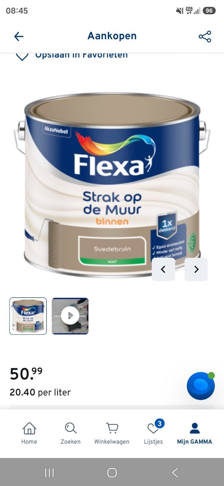 flexa strak op de muur suedebruin 2.5 liter nieuw, Ophalen, Nieuw