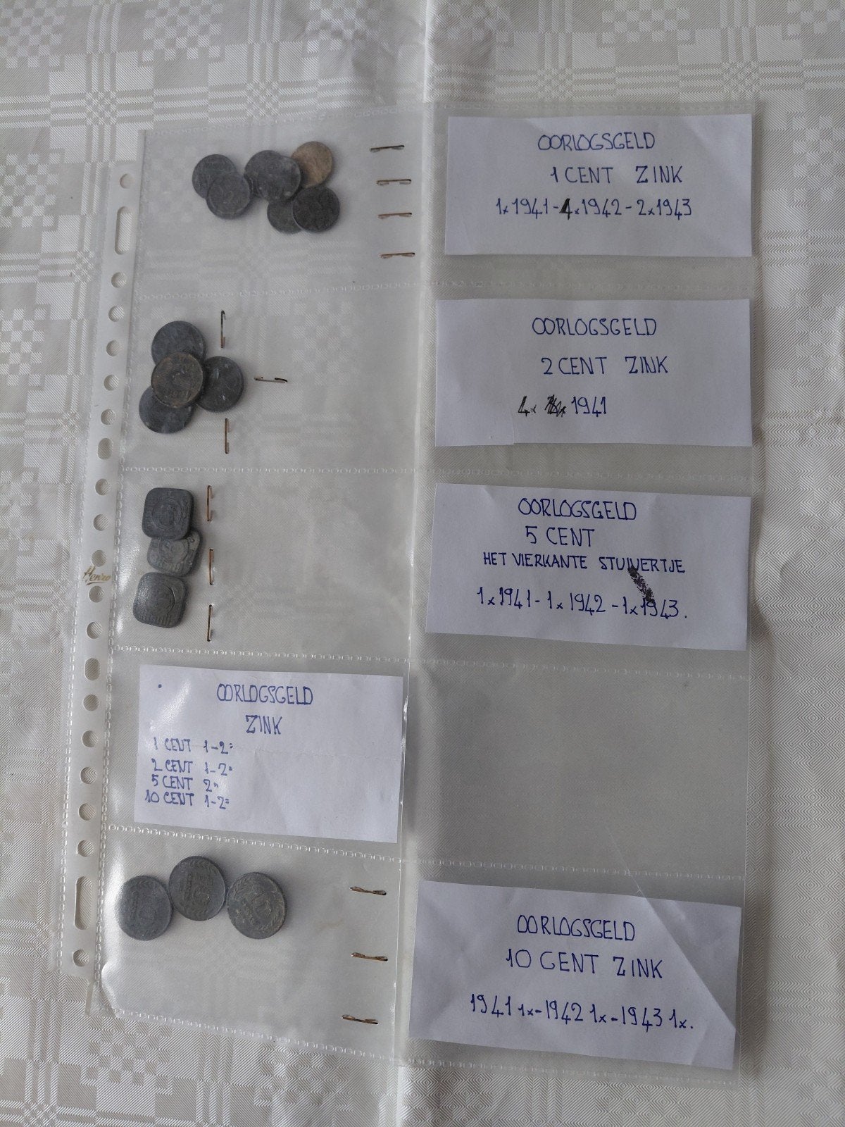 Oorlogsgeld Zink Set - 1, 2, 5, 10 Cent (1941-1943), Ophalen of Verzenden, Koningin Wilhelmina, Overige waardes, Setje