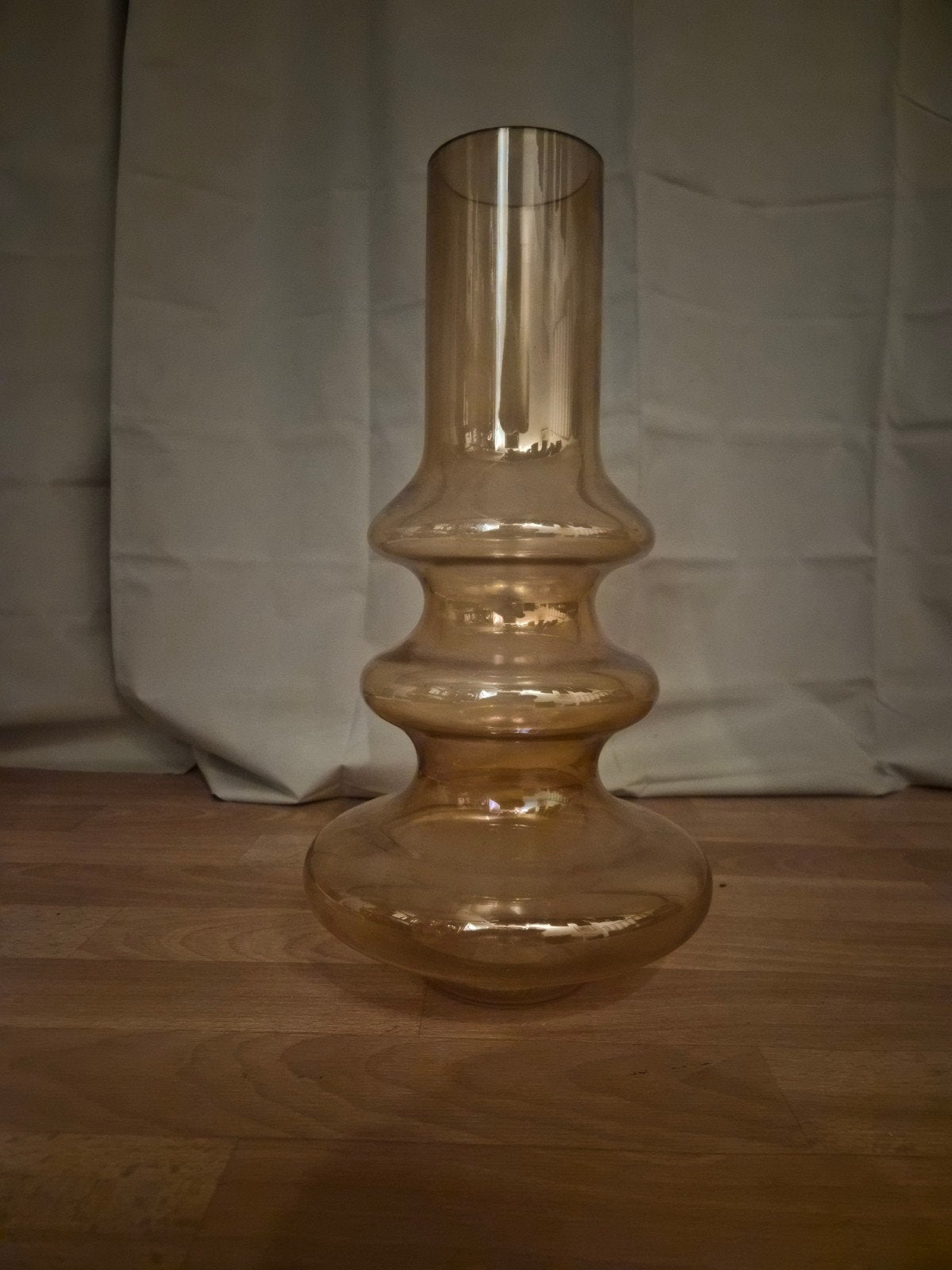 Amberkleurige glazen vaas - Decoratieve vaas, Antiek en Kunst, Ophalen of Verzenden