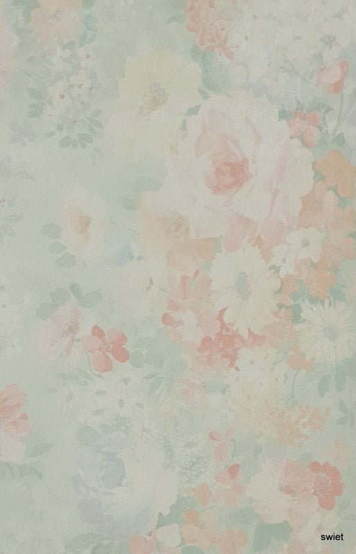 13197 Vintage bloemenbehang met brocante bloemprint swiet, Ophalen of Verzenden, Roze