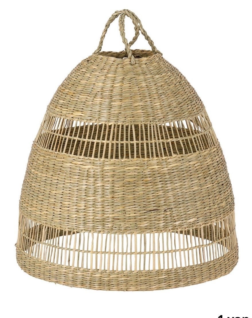 Handgemaakte Zeegras Hanglampenkap - 36 cm, Verzenden, Nieuw, Natuurlijk materiaal