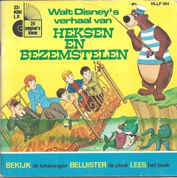 WALT DISNEY Single (1972) Heksen & Bezemstelen (met boekje)., Fotohoes, Gebruikt, 7 inch, Ophalen of Verzenden
