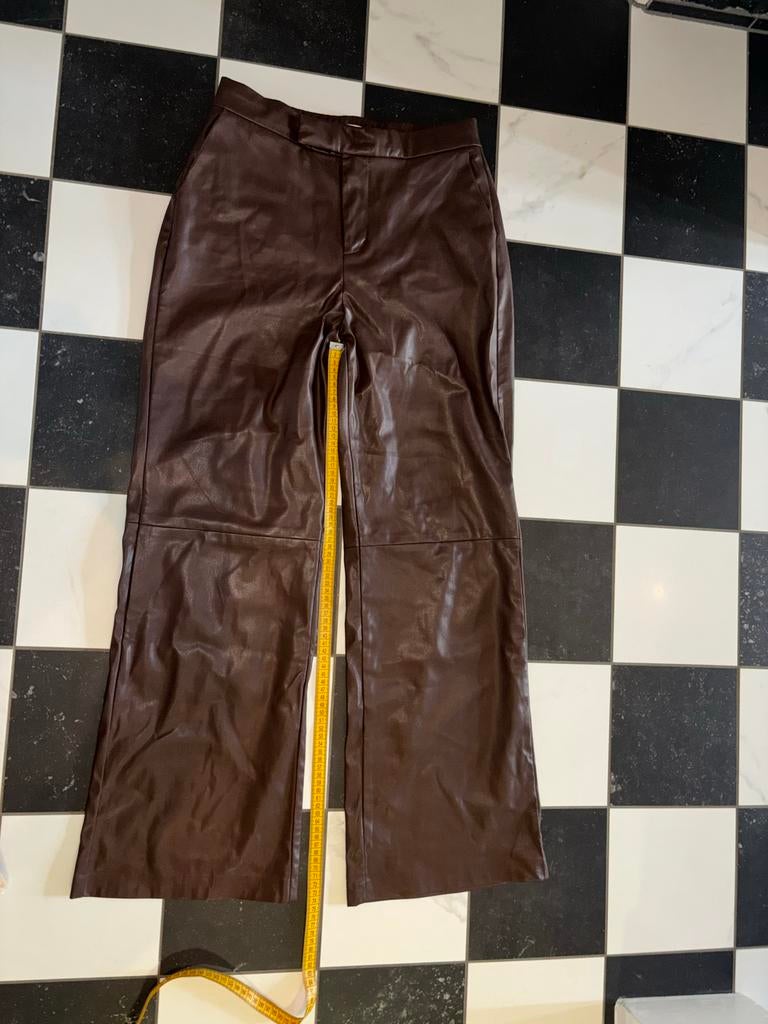 Nieuw Esqualo wide leg bruine vegan leren broek maat 38, Maat 38/40 (M), Bruin, Nieuw, Ophalen of Verzenden