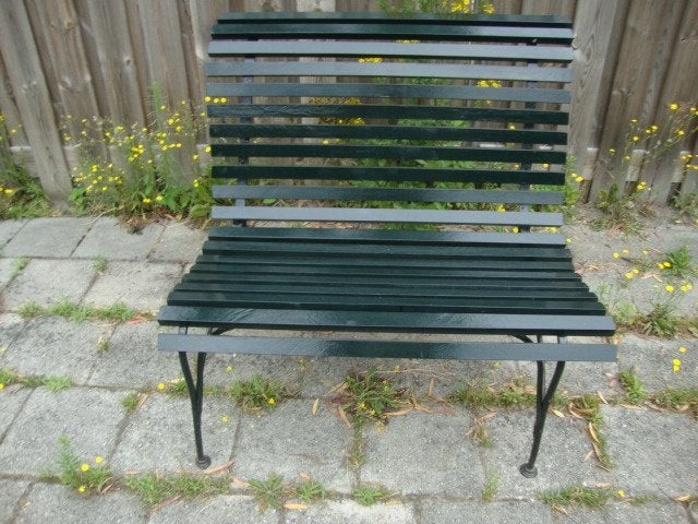 Oud Gerestaureerd Frans Tuinbankje ( loveseat ) ., Antiek en Kunst, Curiosa en Brocante, Ophalen