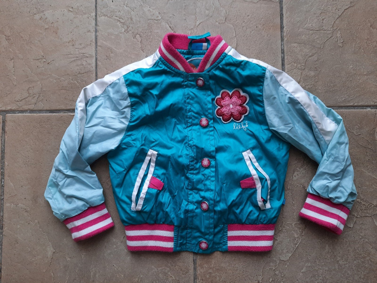 Lief!: stoer jasje groen baseball maat 74, Ophalen, Gebruikt, Meisje, Lief! Lifestyle
