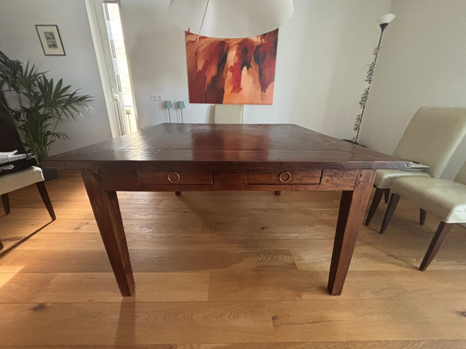 Teak houten eetkamer tafel, Huis en Inrichting, Ophalen, Zo goed als nieuw, 100 tot 150 cm, 100 tot 150 cm