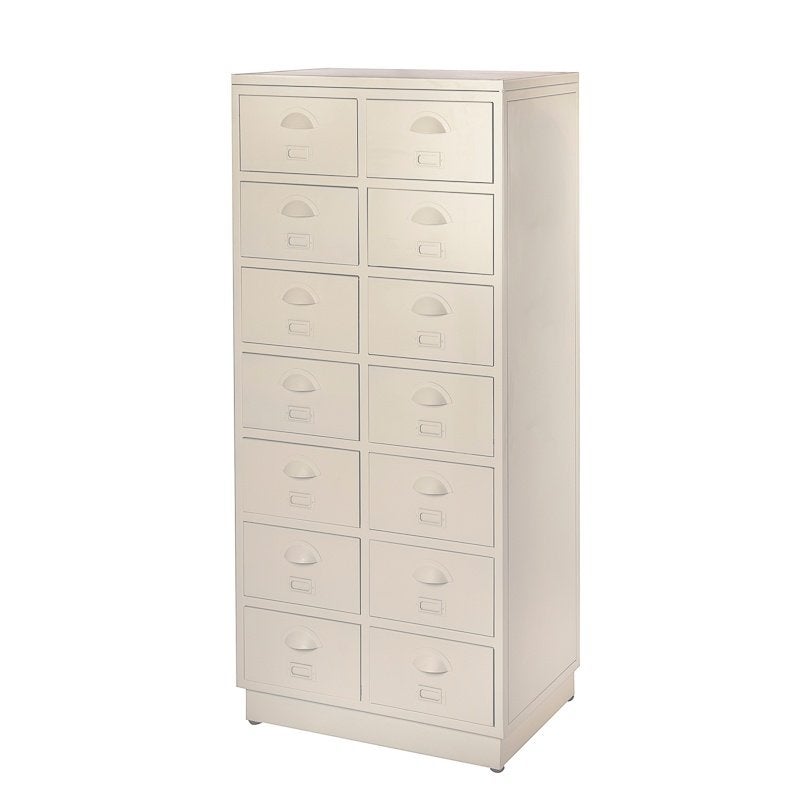 IJzeren Vintage Ladekast Retro Apotheek Refurbished Wit, Info@dehanzeherten.nl, De Hanze Herten BV, 5 laden of meer, 100 tot 150 cm