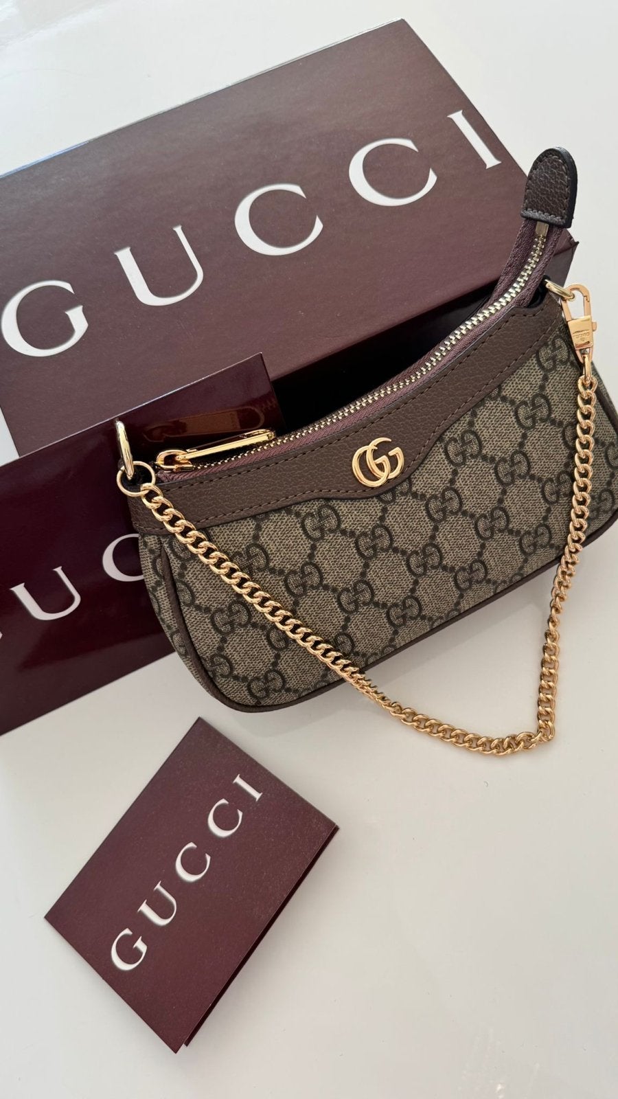 Gucci Ophidia Mini Schoudertasje - Zo goed als nieuw, Ophalen of Verzenden, Zo goed als nieuw, Bruin, Schoudertasje