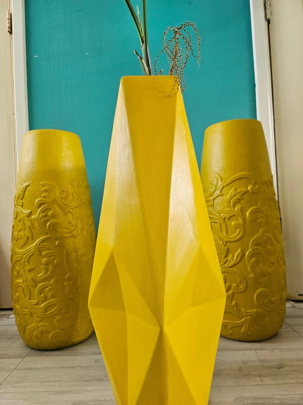 Set van 3 okergele vazen, 56 cm hoog, Ophalen