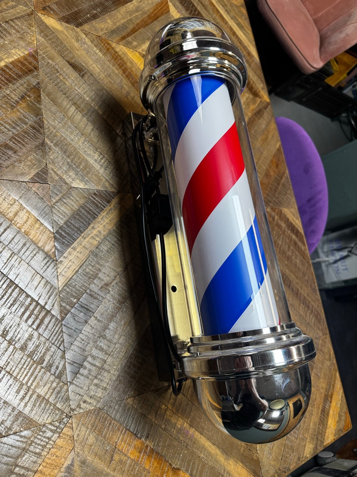 Barberpole - Kapperspaal - Barbershop paal, Vintage, Meerkleurig, Ophalen of Verzenden, Zo goed als nieuw