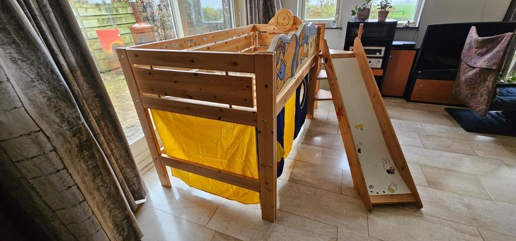 Lifetime halfhoogslaper met glijbaan, Ophalen, Gebruikt, 180 cm of meer, 85 tot 100 cm