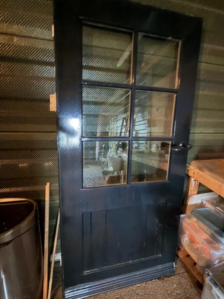 Antieke buitendeur met glas uit boerderij (klein formaat), Ophalen, Gebruikt, 80 tot 100 cm, Minder dan 200 cm
