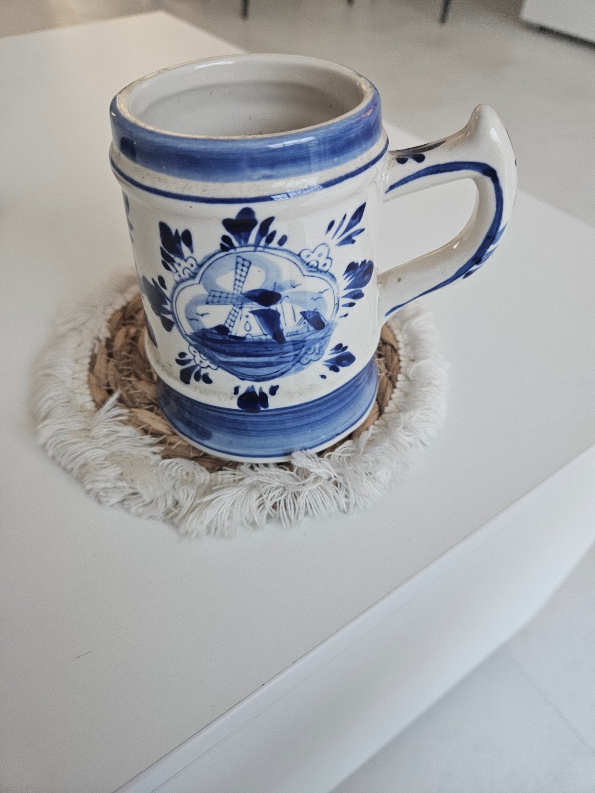 Delfts Blauw Bierpul met Molen Decoratie, Ophalen