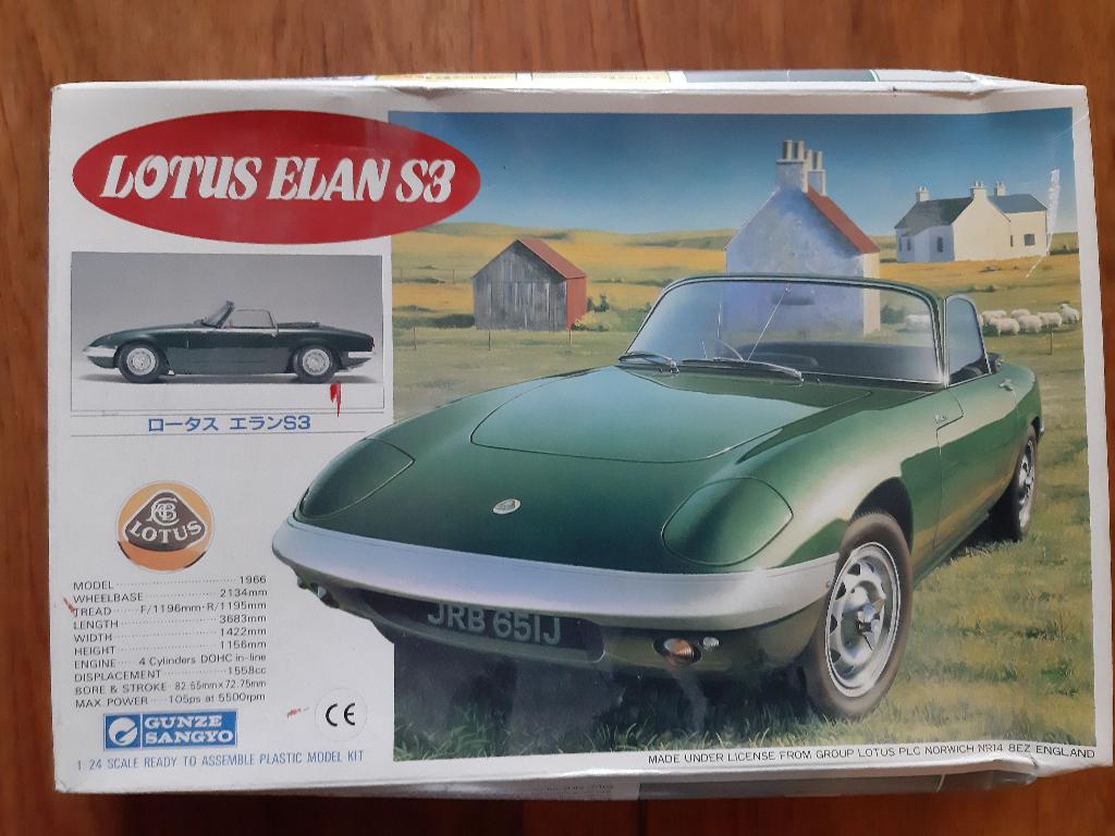 vintage bouwpakket Lotus Elan S3 1:24 (Gunze Sangyo), Hobby en Vrije tijd, Ophalen, Nieuw, Auto