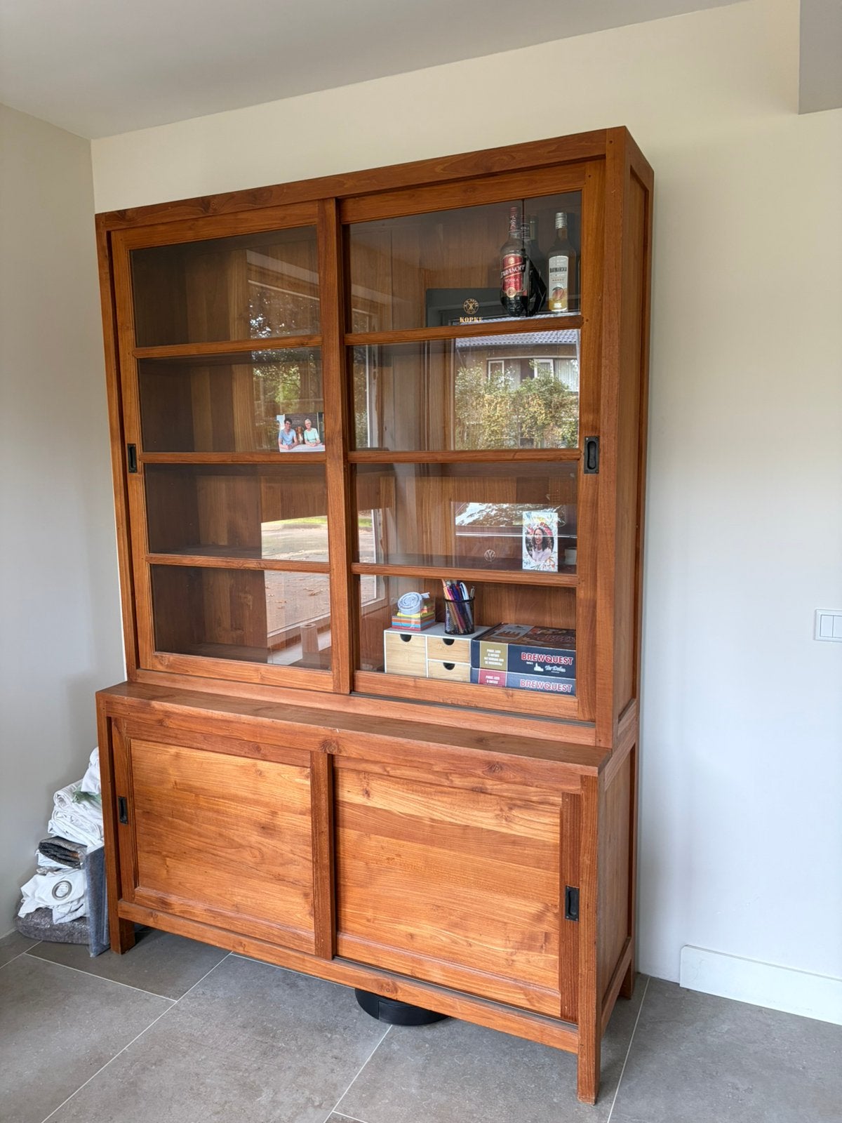 Teak buffetkast 150x220cm, Huis en Inrichting, Ophalen, 200 cm of meer, 150 tot 200 cm, Zo goed als nieuw