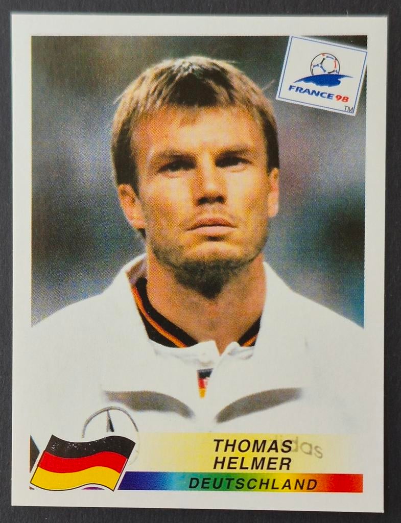 Panini sticker Thomas Helmer - Duitsland, WK 98, Ophalen of Verzenden, Zo goed als nieuw, Buitenlandse clubs, Poster, Plaatje of Sticker