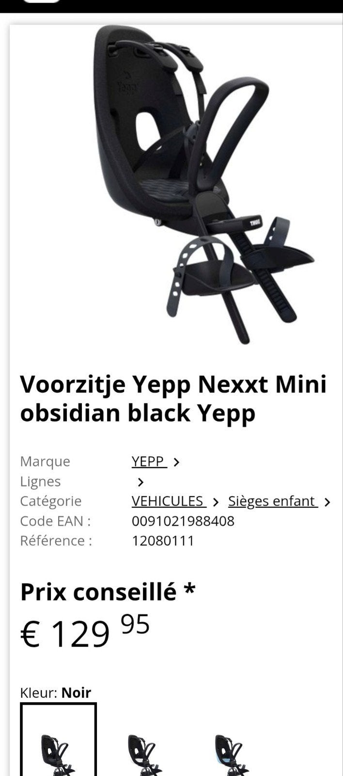 Thule Yepp Nexxt Mini Fietsstoeltje - Nieuw in doos, Voetsteuntjes, Voorzitje, Nieuw, Ophalen of Verzenden