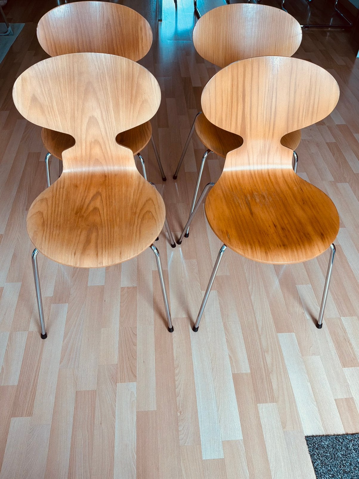 4 Ant chairs stoelen, Arne Jacobsen, Fritz Hansen, Ophalen, Mid century vintage, Gebruikt, Bruin