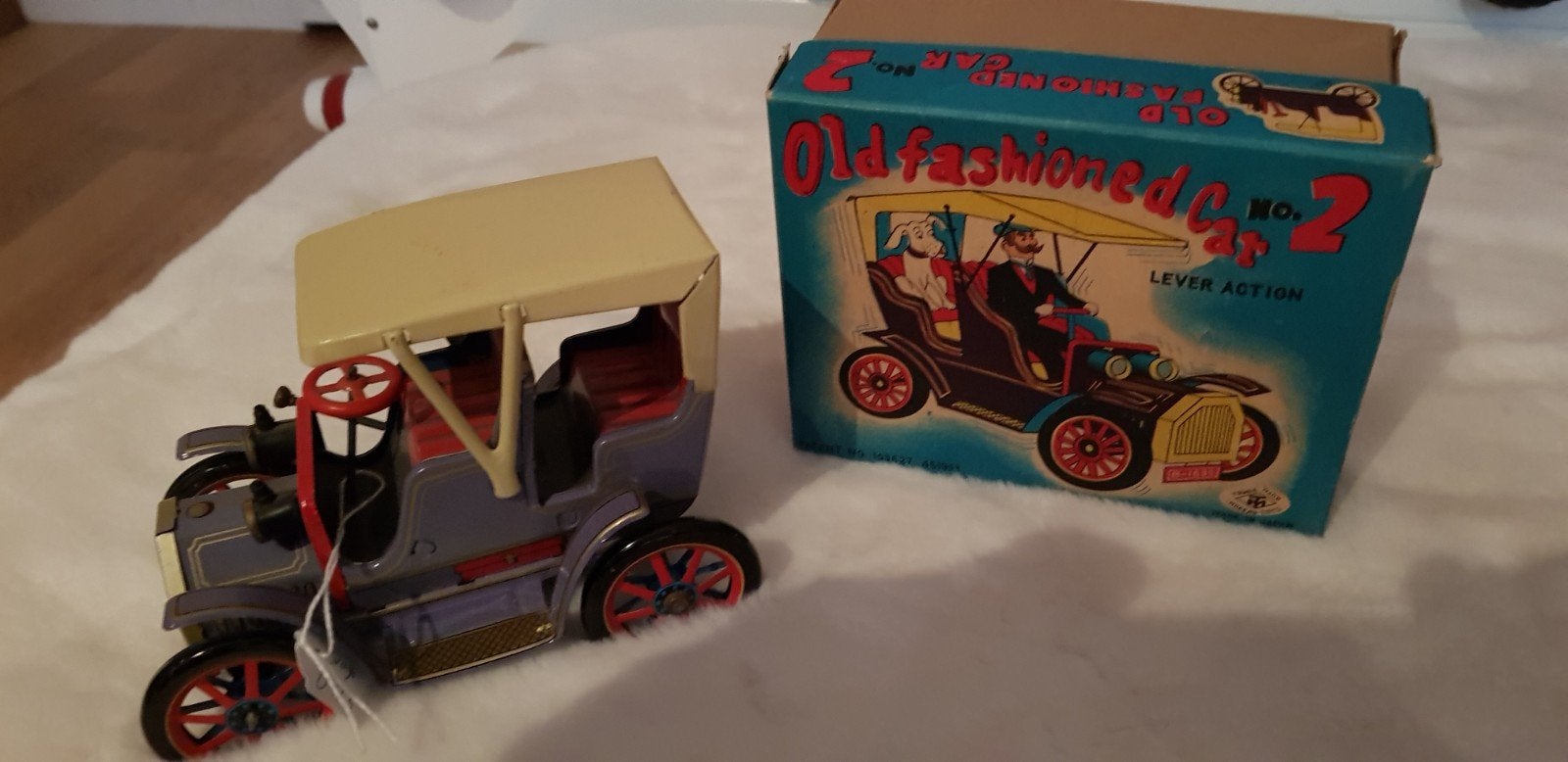 Vintage blikken speelgoedauto met doos - Old Fashioned Car, Ophalen of Verzenden