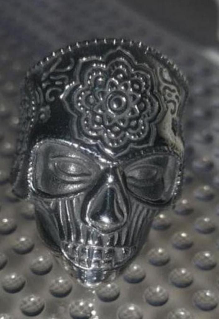 Stoere Doodskop Ring - Outlaws Amsterdam Stijl, Gebruikt, IJzer of Staal, 19 tot 20, Ophalen of Verzenden