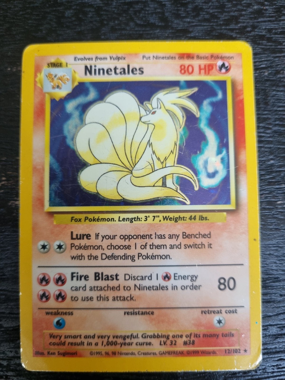 Ninetales 12/102 base set engels , holo rare * € 12 ,50, Hobby en Vrije tijd, Verzamelkaartspellen | Pokémon, Ophalen of Verzenden