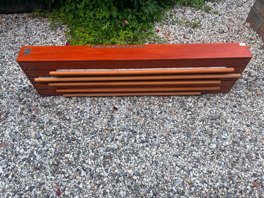 Vintage wandkaartenkast met 5 landkaarten | Commee Yerseke, Antiek en Kunst, Antiek | Meubels | Kasten, Ophalen