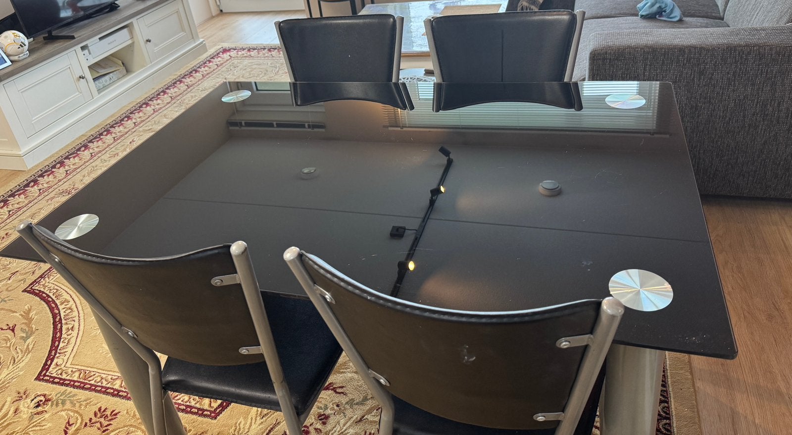 Eettafel met stoelen, Huis en Inrichting, Keuken | Keukenbenodigdheden, Ophalen, Gebruikt, Zwart