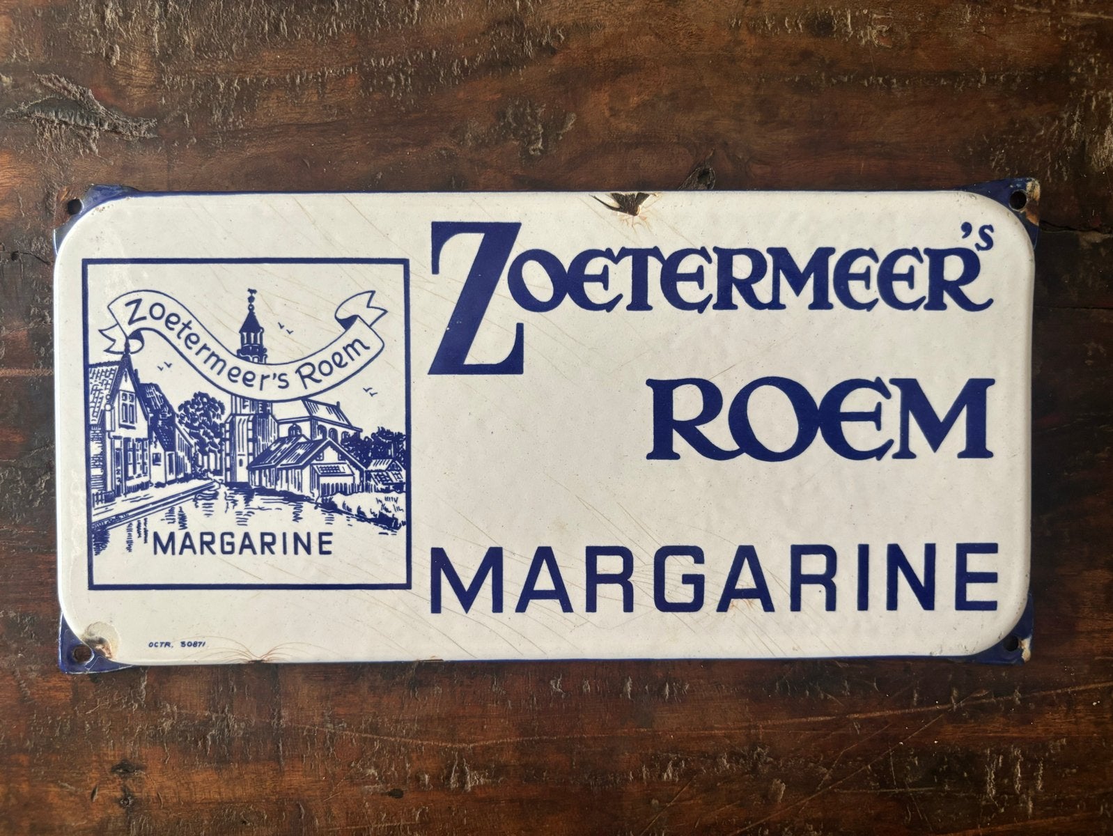 Origineel Zoetermeer's Roem Margarine Emaille Reclamebord, Ophalen of Verzenden