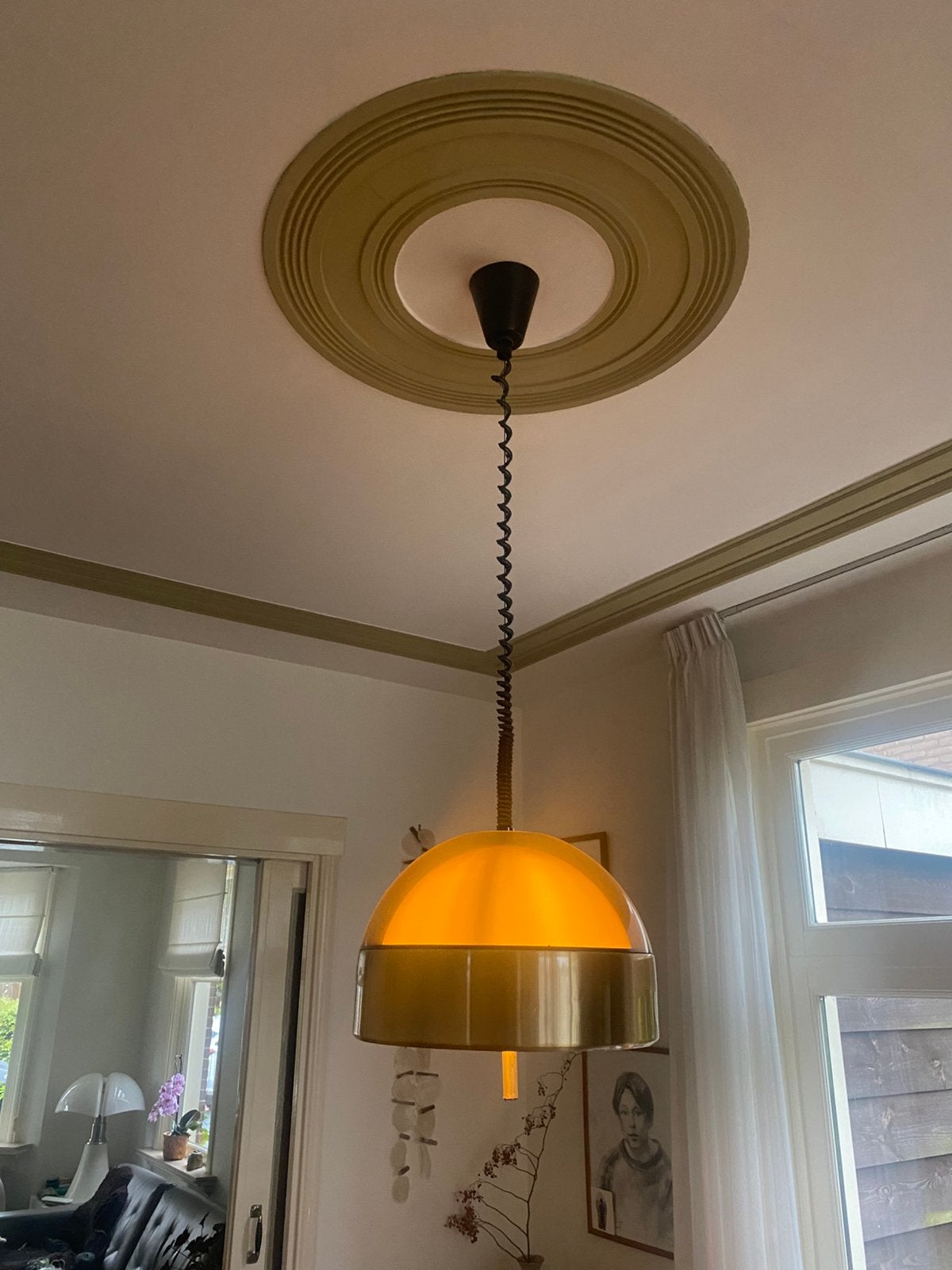 Jaren 70 Space age pendel hanglamp Dijkstra - Lakro, Huis en Inrichting, Ophalen, Gebruikt, E27 (groot)