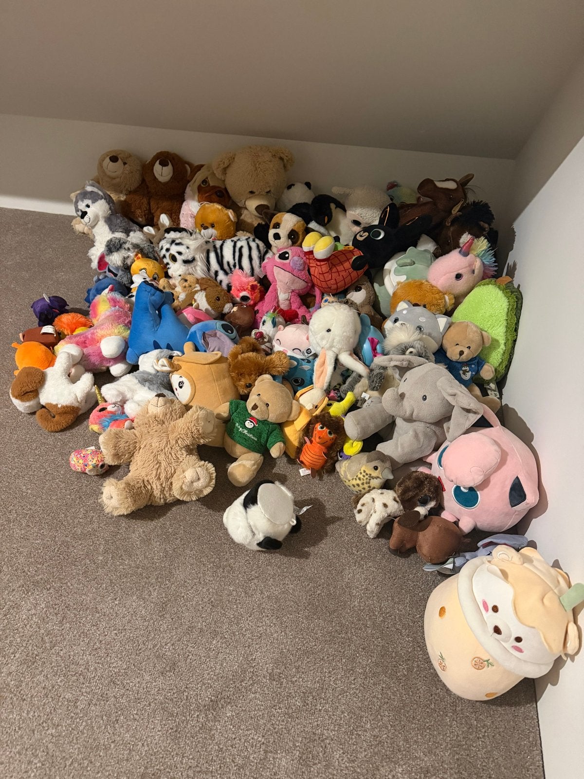 Grote collectie van 75 knuffels, diverse soorten en maten, Ophalen, Gebruikt, Overige typen, Middelgroot (20 tot 80 cm)