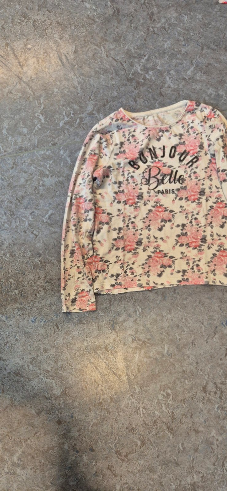Roze bloemenprint shirt met lange mouwen - 'Bonjour Belle', Maat 38/40 (M), Ophalen of Verzenden, Onbekend, Lange mouw