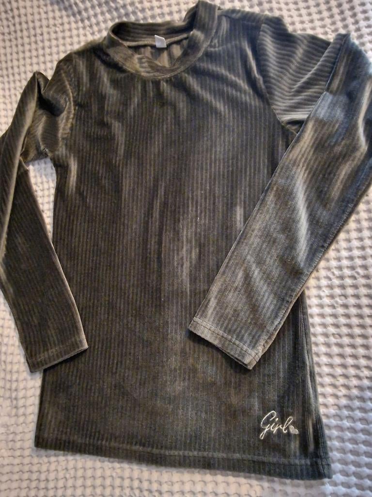 Groen geribbeld shirt maat 158/164, Kinderen en Baby's, Kinderkleding | Maat 158, Gebruikt, Meisje, Ophalen of Verzenden, Shirt of Longsleeve
