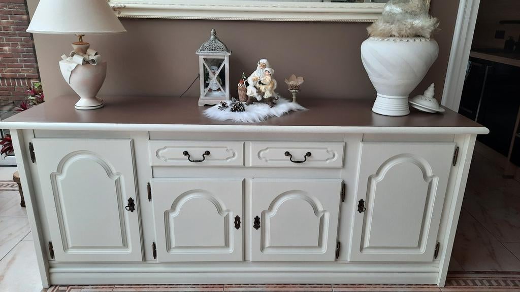 Wit eiken dressoir, Ophalen, Eikenhout, 50 tot 100 cm, Zo goed als nieuw