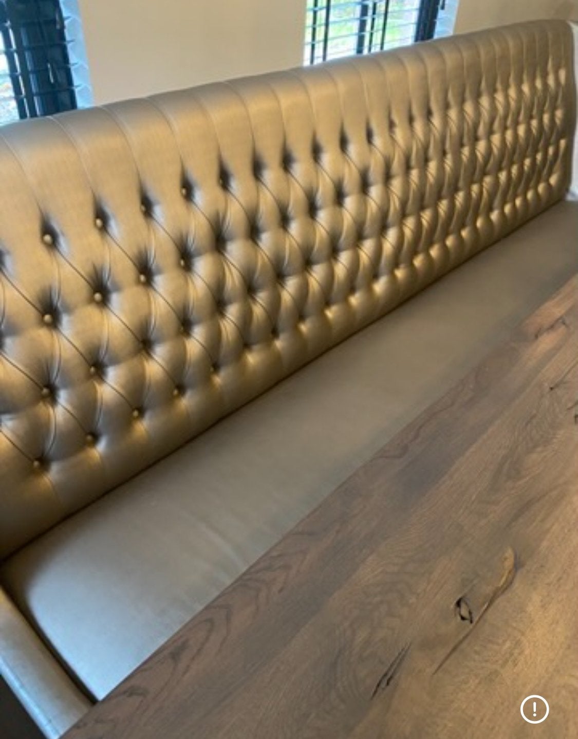 Grote eetkamerbank pu stof brons goud, Ophalen, Overige materialen, 250 tot 300 cm, Gebruikt
