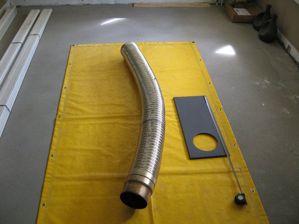 Dubbelwandige RVS flexibele buis 150 mm onderverloop e.d., Ophalen, Houtkachel, Zo goed als nieuw, Inbouw