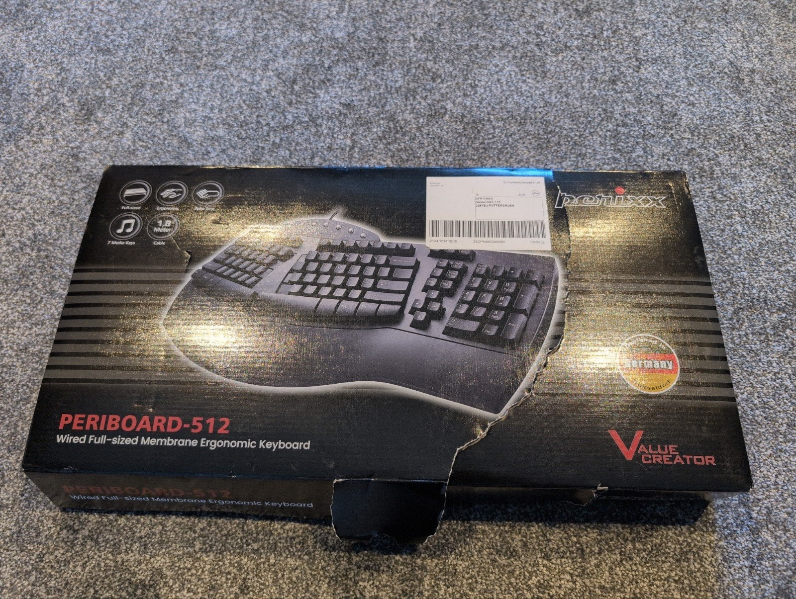 Perixx PERIBOARD-512 Bedraad Ergonomisch Toetsenbord, Computers en Software, Ophalen of Verzenden, Qwerty, Ergonomisch, Bedraad