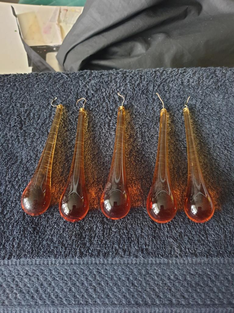 Murano/teardrop/pegels/amberkleur/10cm/45stuks/kroonluchter, Ophalen of Verzenden
