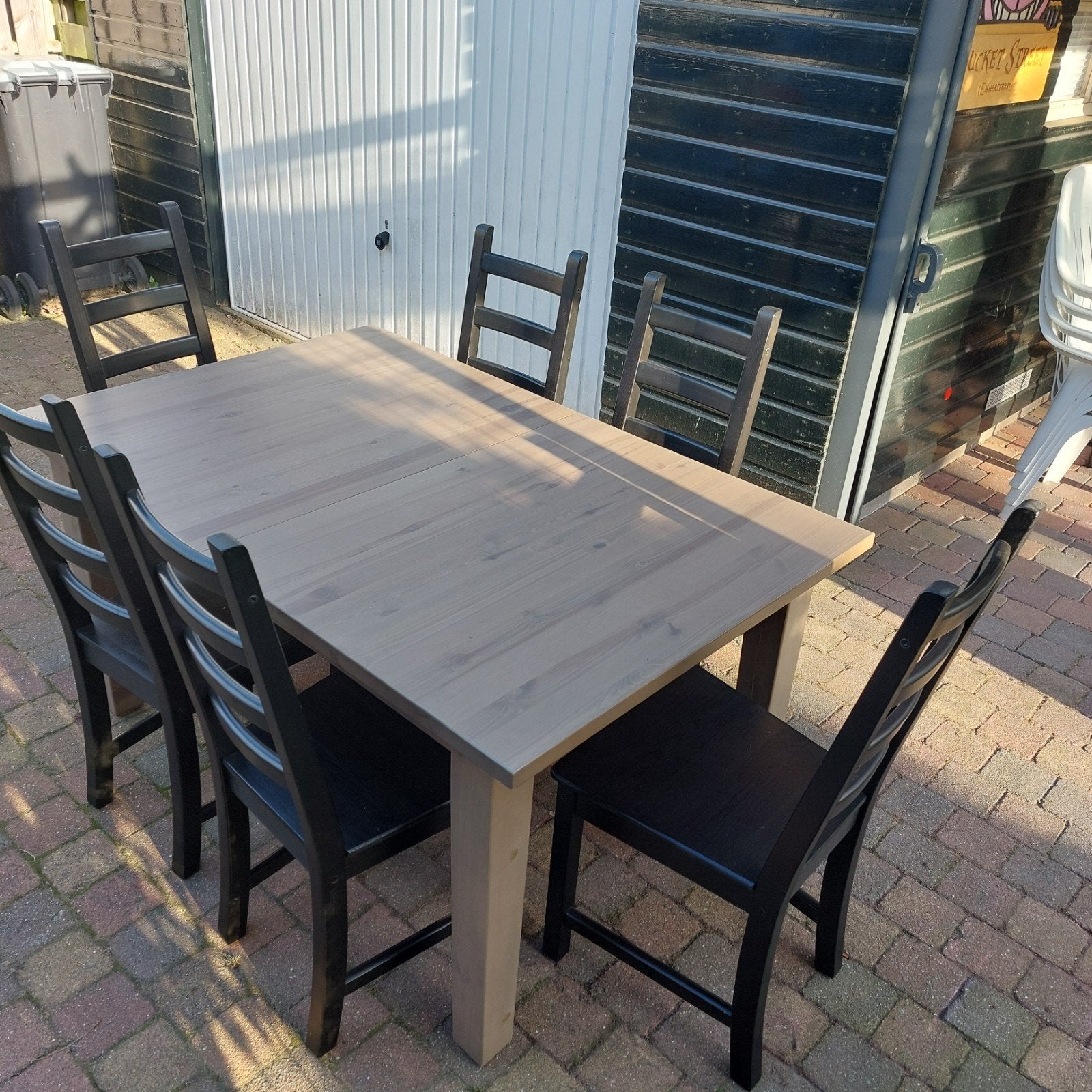 Ikea uitschuifbare eettafel met 6 stoelen, Huis en Inrichting, Tafels | Eettafels, Ophalen, Gebruikt, 100 tot 150 cm, 150 tot 200 cm