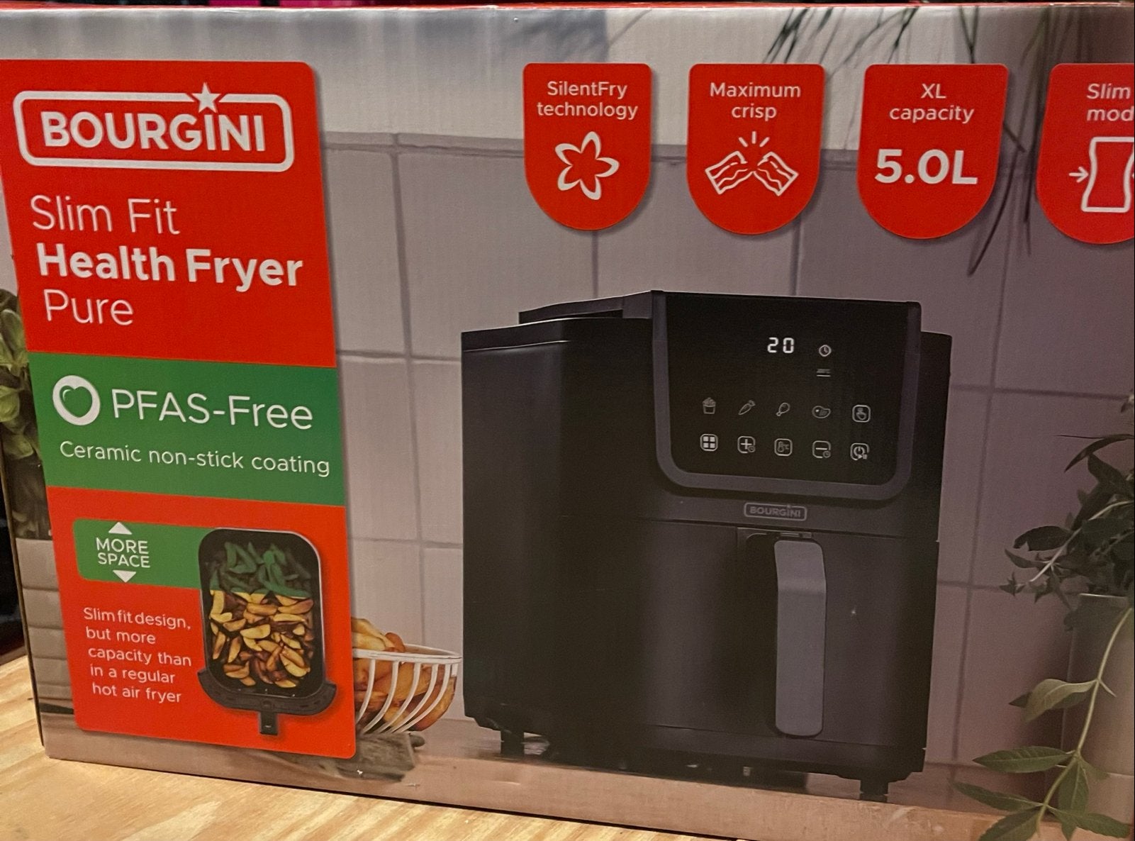 BOURGINI Slim Fit Health Fryer Pure 5.0L heteluchtfriteuse, 4 liter of meer, Verzenden, Nieuw, Uitneembare binnenpan