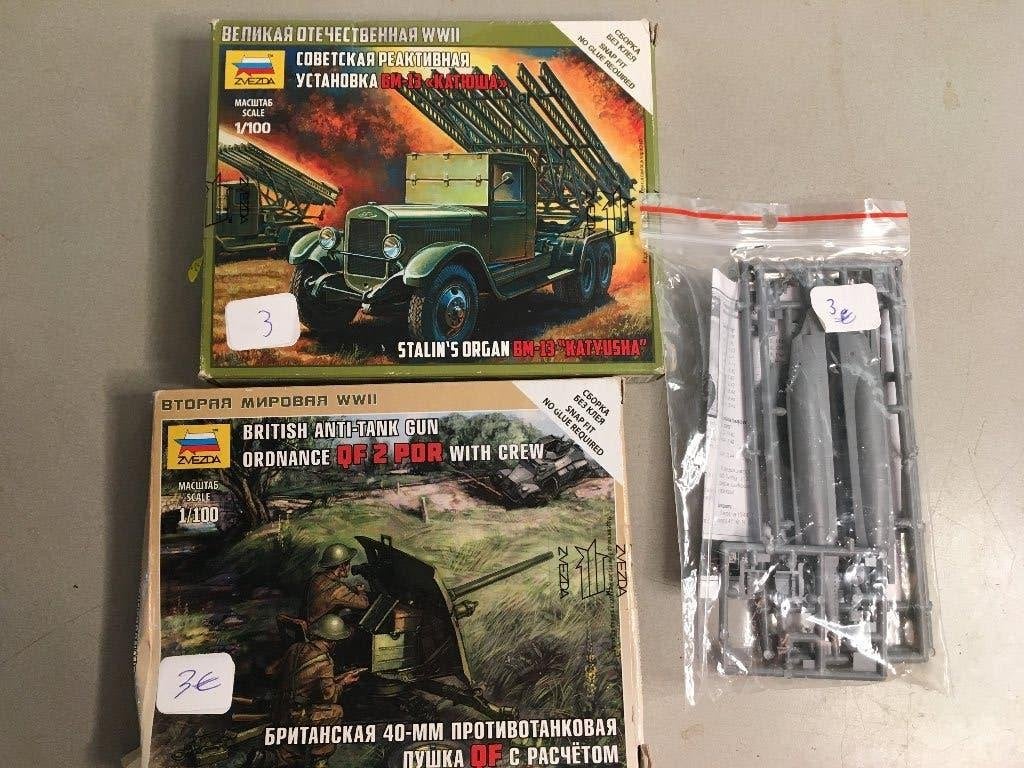3 kleine modelbouw sets antitank u-boot en katyusha, Overige merken, 1:50 of kleiner, Overige typen, Nieuw