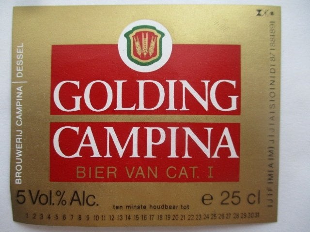 bieretiket Belgie 17-7 (2H4) campina, Ophalen of Verzenden, Gebruikt, Overige typen, Overige merken