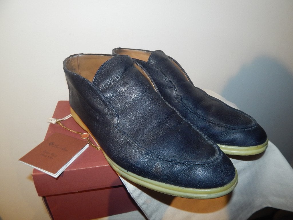 Loro Piana leren loafers enkel hoog donker blauw in doos 44, Kleding | Heren, Schoenen, Loafers, Loro Piana, Gedragen, Verzenden