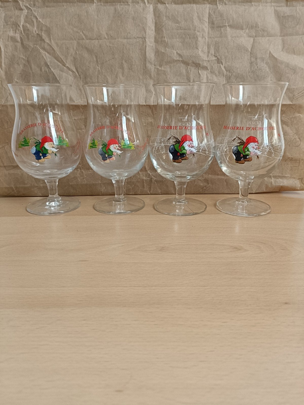 4 La Chouffe glazen, Ophalen of Verzenden, Zo goed als nieuw, Glas of Glazen, Overige merken
