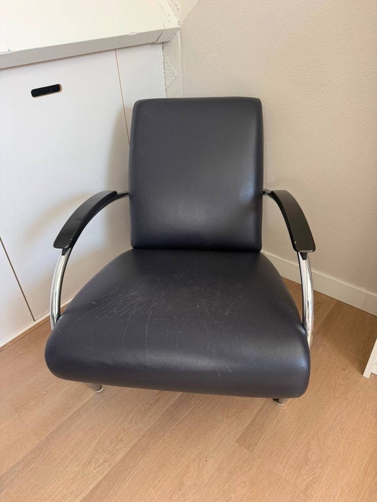 2x originele Gelderland 5470 / Lotus fauteuil, Ophalen, Gebruikt, 50 tot 75 cm, Leer