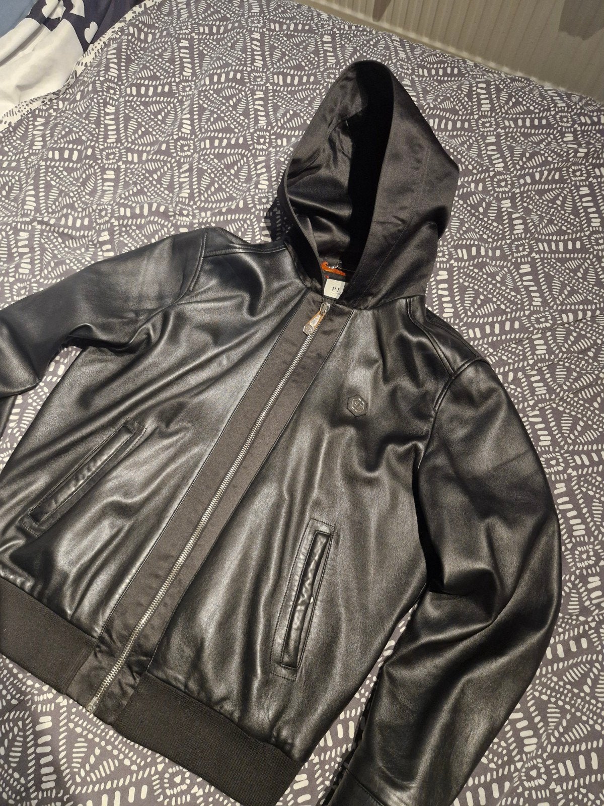 Philipp Plein Leren Jas met Capuchon - Zwart, Zwart, Overige maten, Ophalen of Verzenden, Philipp Plein
