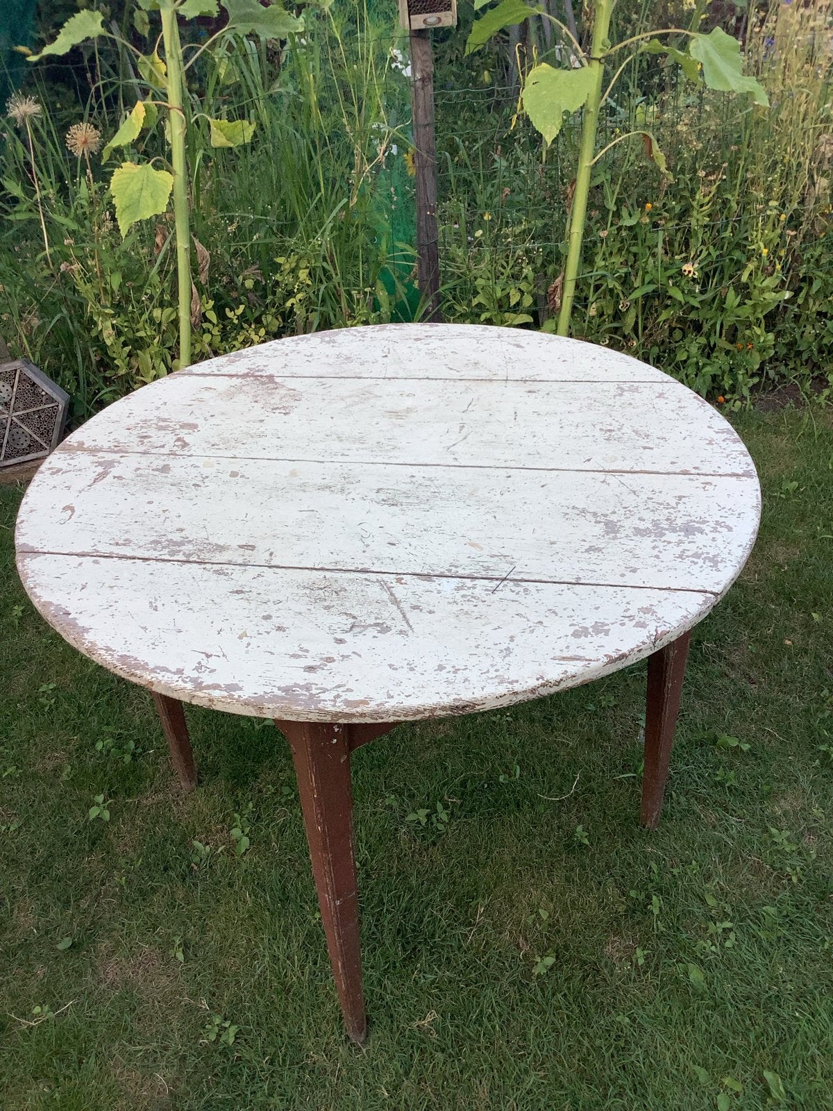 Vintage ronde tafel - 1 meter doorsnee, Antiek en Kunst, Antiek | Meubels | Tafels, Ophalen